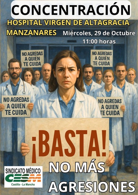 Concentración en el Hospital Virgen de Altagracia de Manzanares para condenar las agresiones al personal Facultativo y Sanitario.